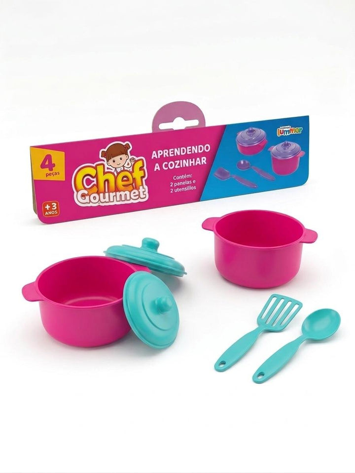 BRINQUEDO EDUCATIVO KIT APRENDENDO COZINHAR 4 PEÇAS